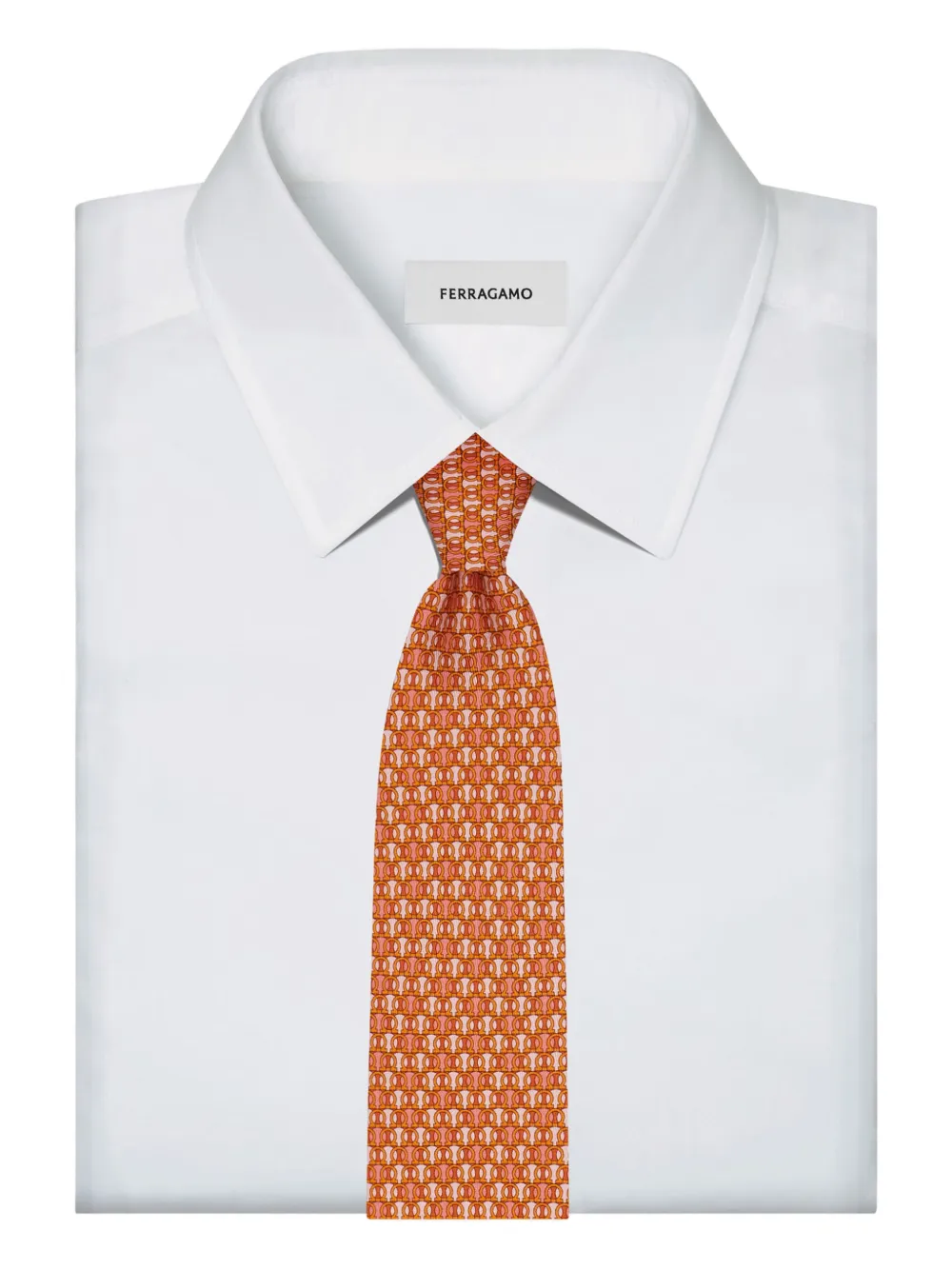 Ferragamo Zijden stropdas met Gancini-print Oranje