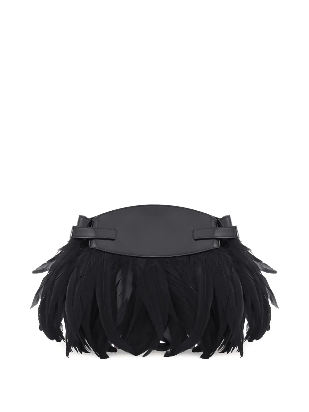 Ferragamo Hug Feather-trimmed Cross Body Bag In Black