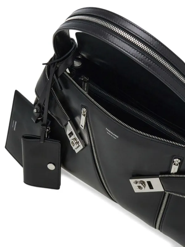 Ferragamo Medium Hug Soft zip-detail Shoulder Bag | Black