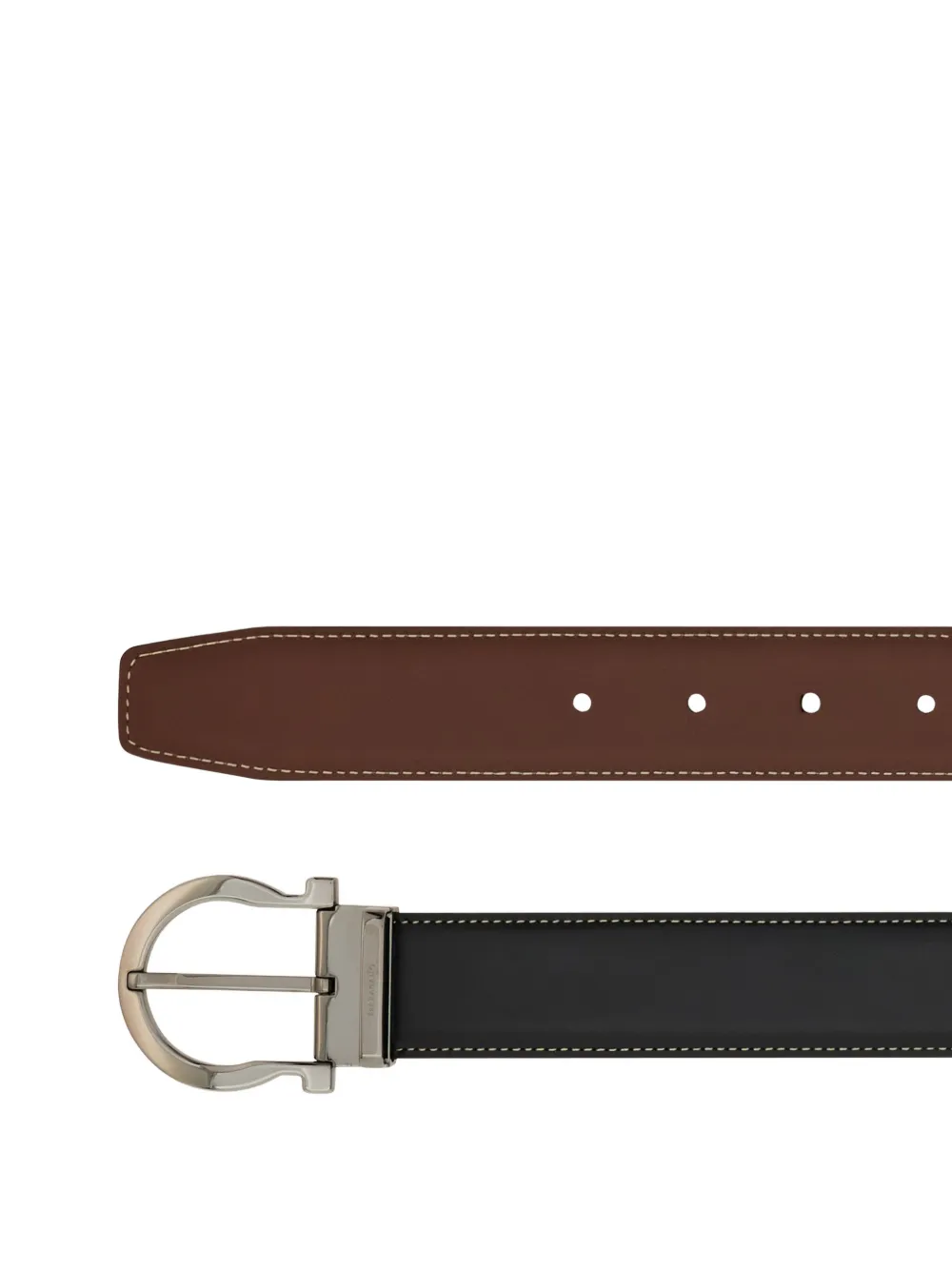  Ferragamo Reversible And Adjustable Gancini Belt - Black 