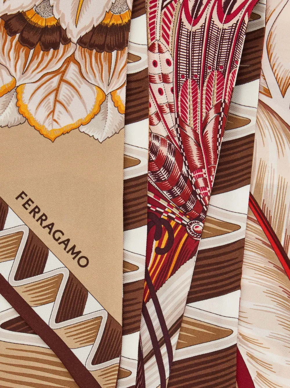 Ferragamo Sjaal met bloemenprint Beige