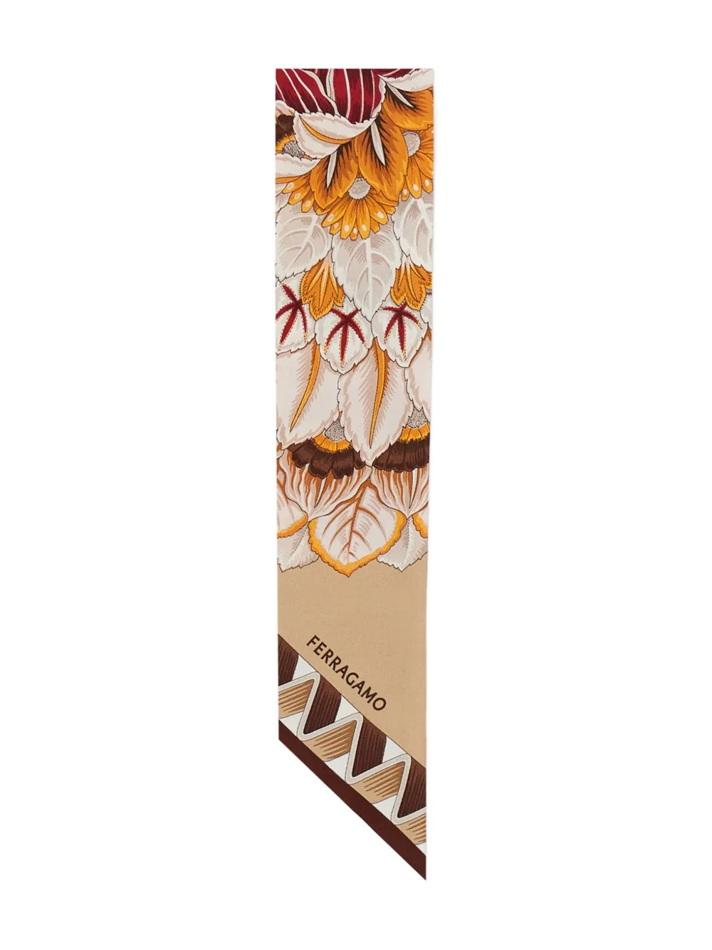 Ferragamo floral-print silk scarf - Beige