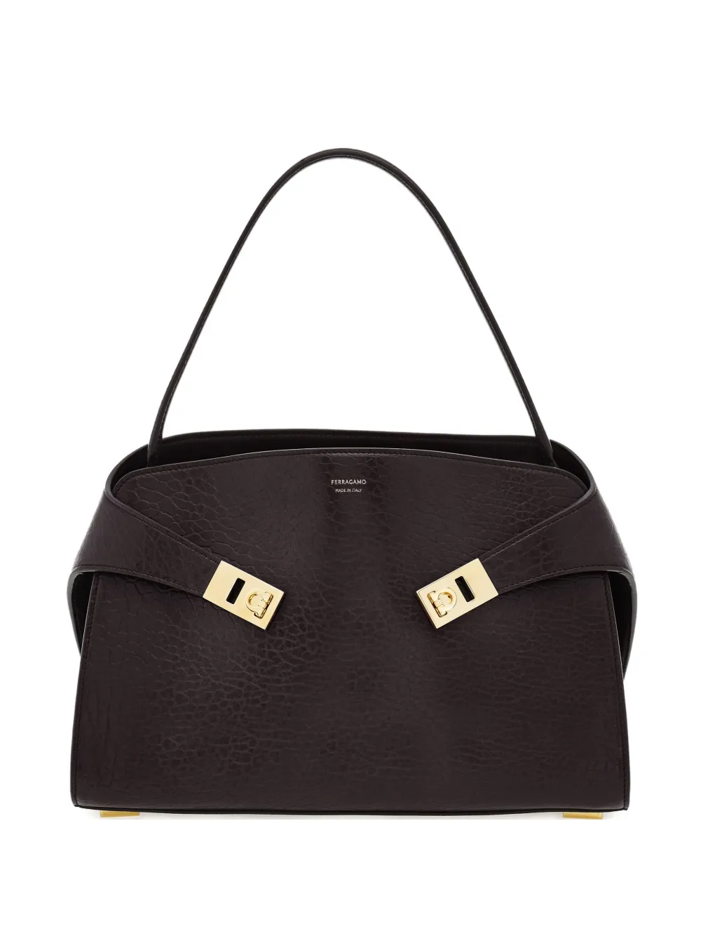 Ferragamo Medium Hug Gancini-buckles Shoulder Bag In Brown