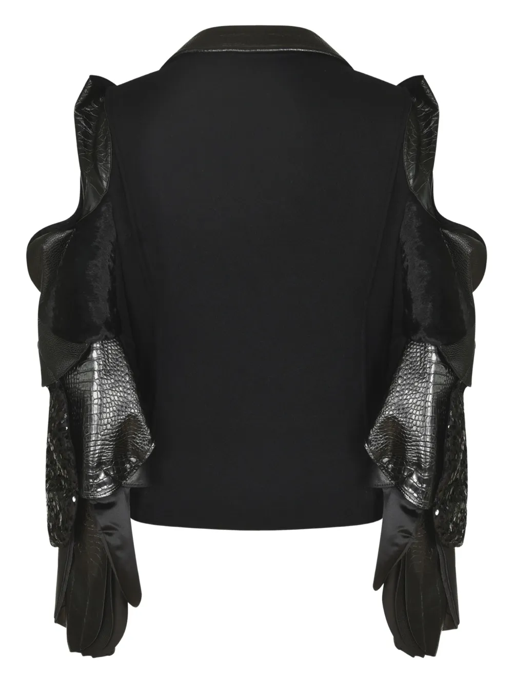 Junya Watanabe ruffled leather-sleeve coat | Biker Jackets | Image 2