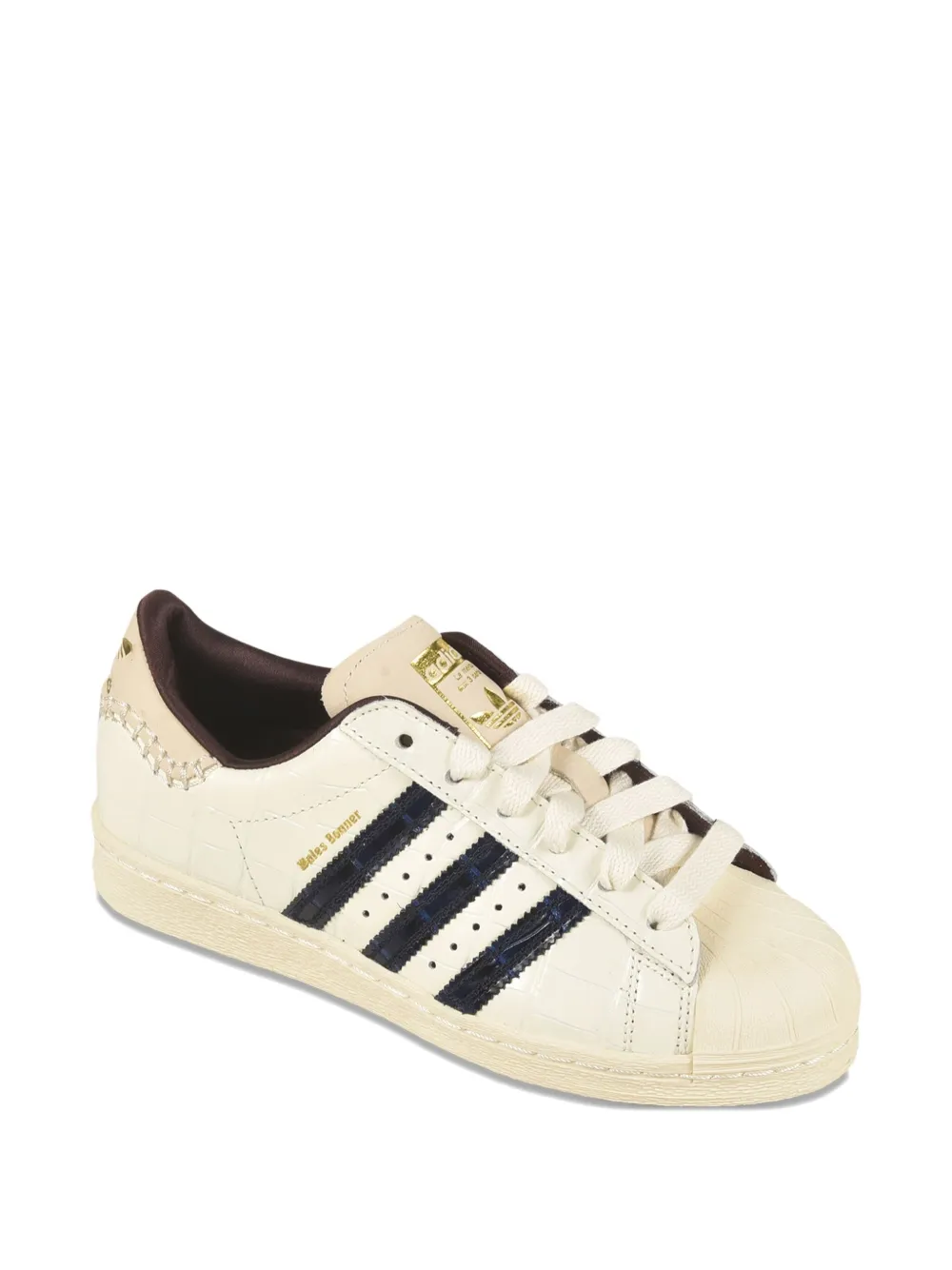 adidas crocodile-effect three-stripe trainers White
