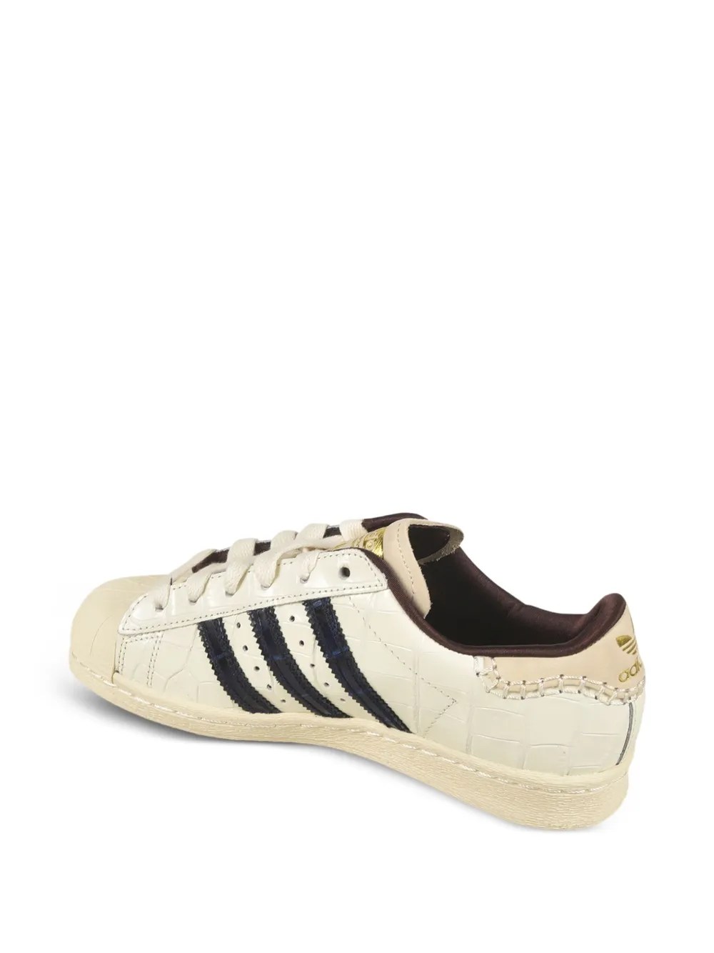 adidas crocodile-effect three-stripe trainers White