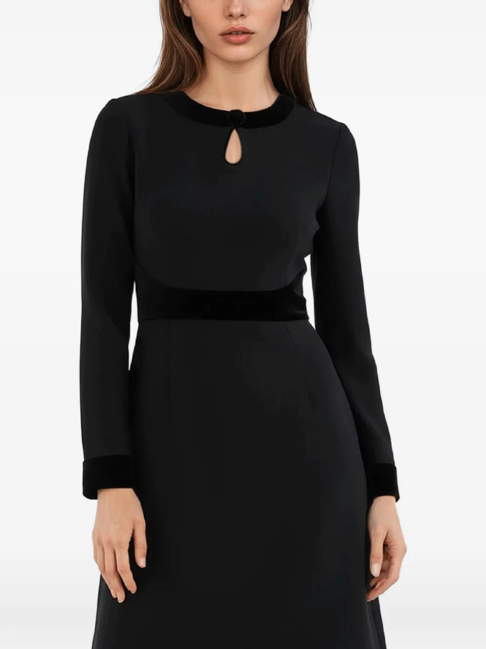 JANE Wilder keyhole velvet midi dress - Zwart