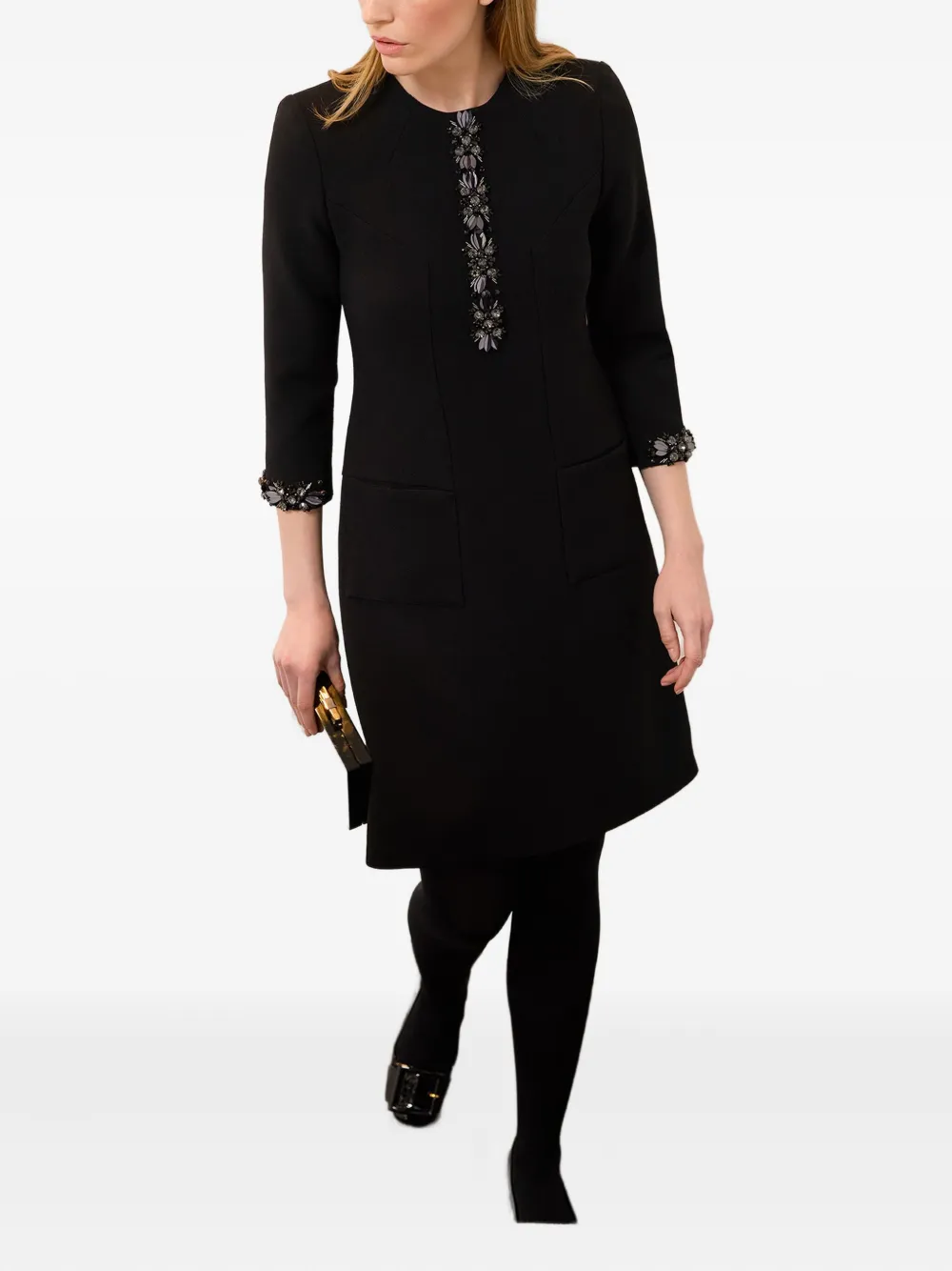 JANE Wonder bead-embellished mini dress - Nero