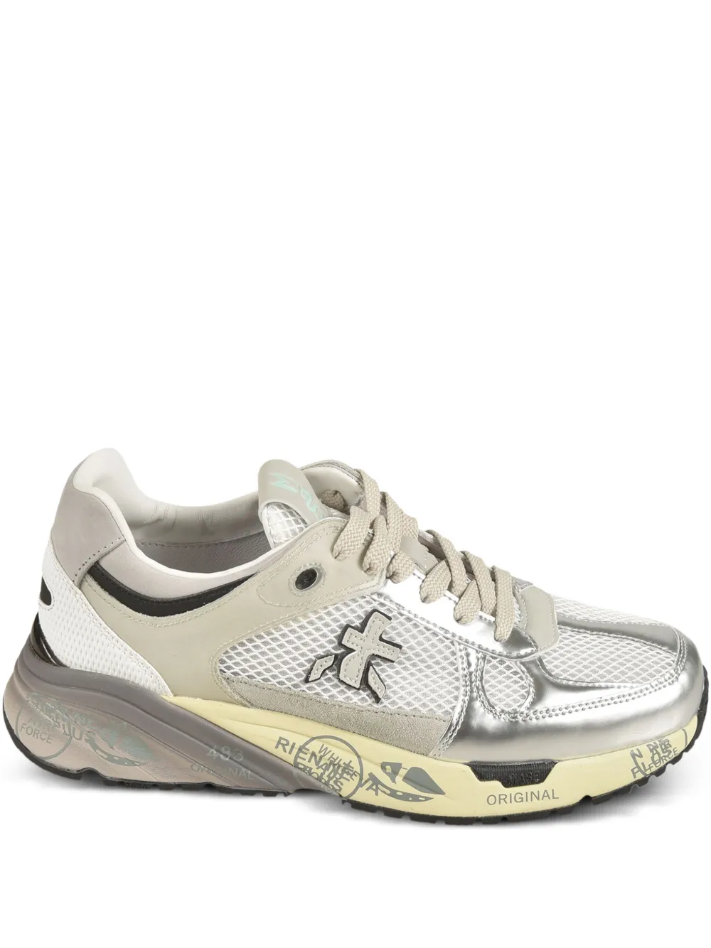 Premiata Mased metallic-panel sneakers Silver