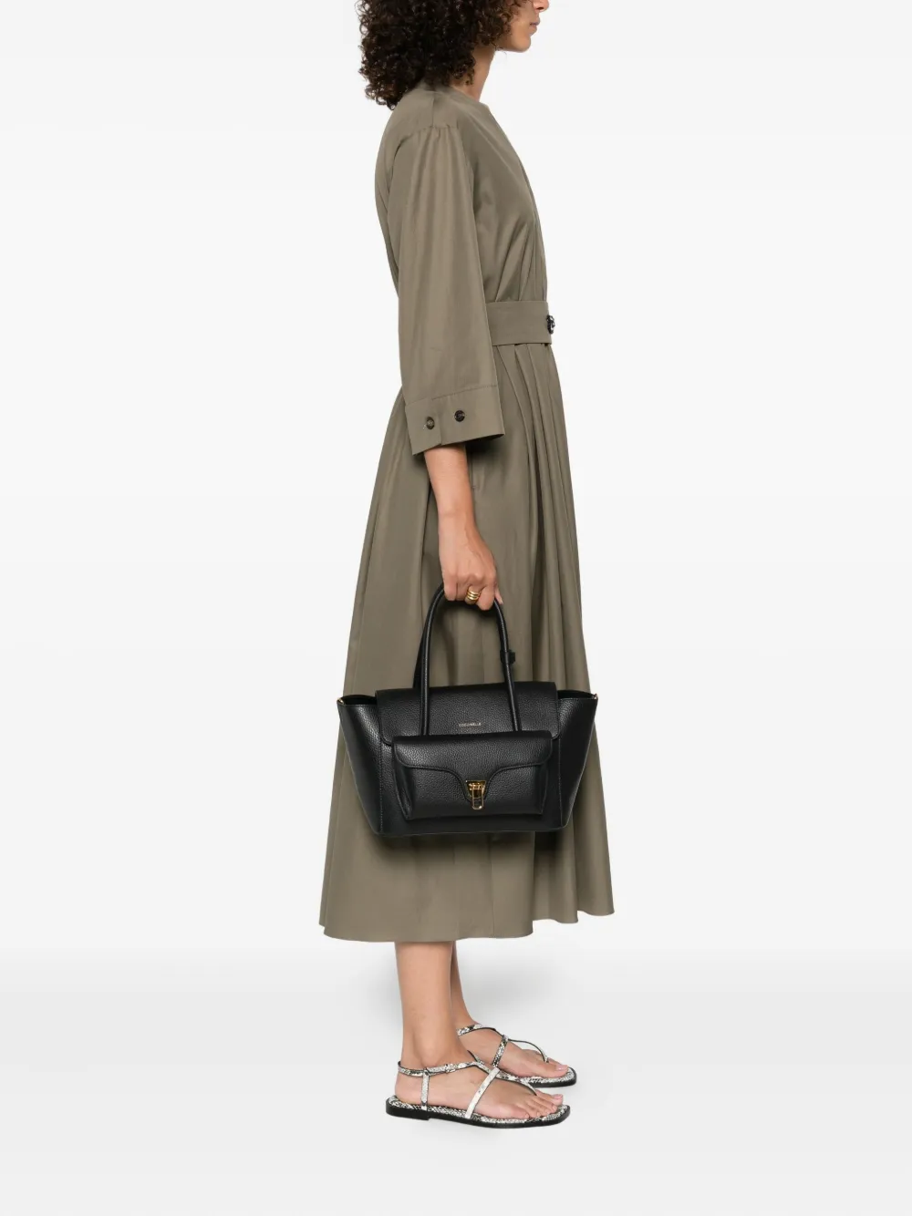 Coccinelle Double Beat leren shopper Zwart