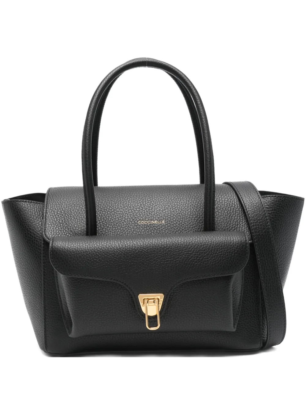 Coccinelle Double Beat leather tote bag Zwart