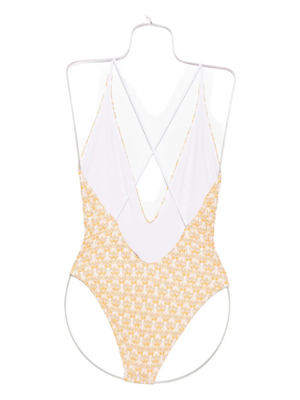 Missoni cross-back patterned swimsuit Beige