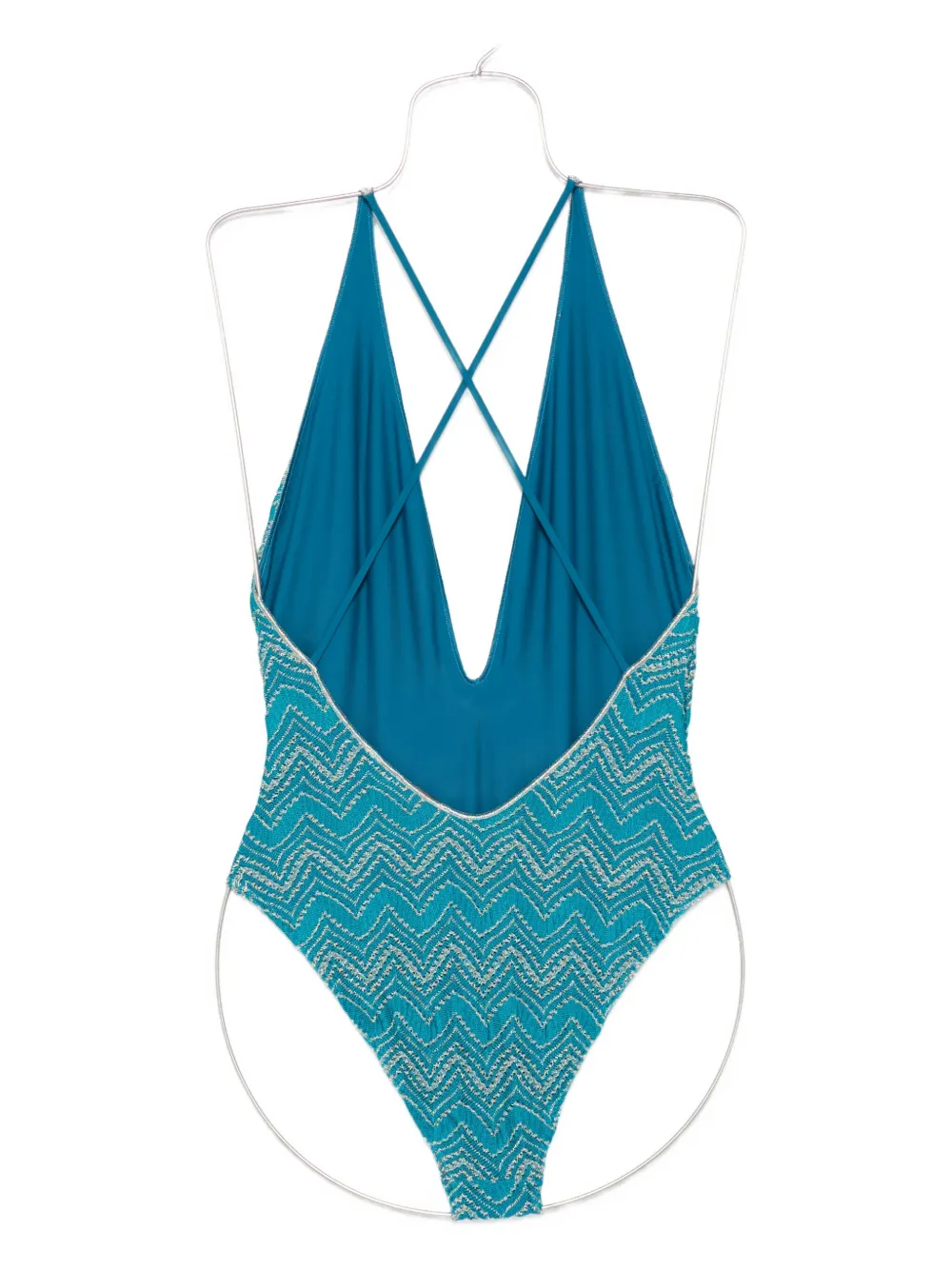 Missoni zigzag-embellished swimsuit Blauw