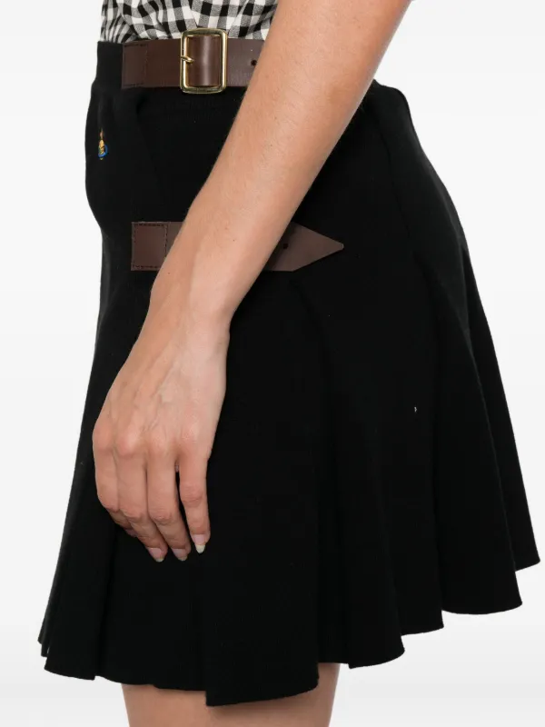 Vivienne Westwood Belted Pleated Mini Skirt | Black | FARFETCH