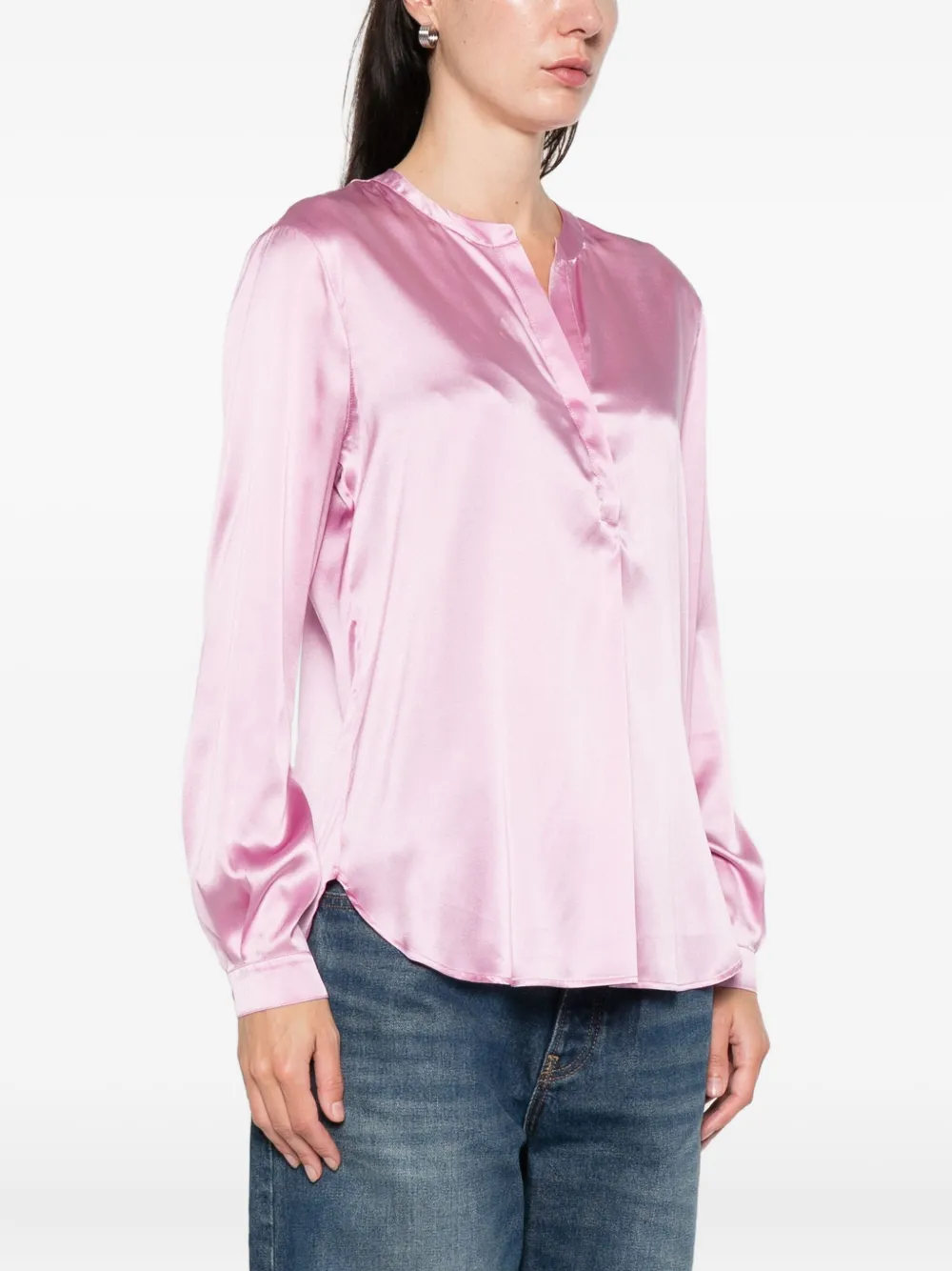 Purotatto V-neck Long-sleeve Blouse In Pink