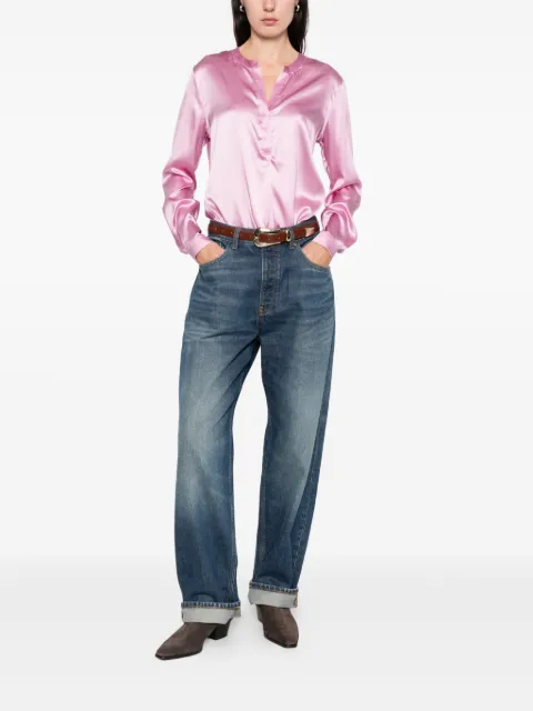 Purotatto V-neck long-sleeve blouse