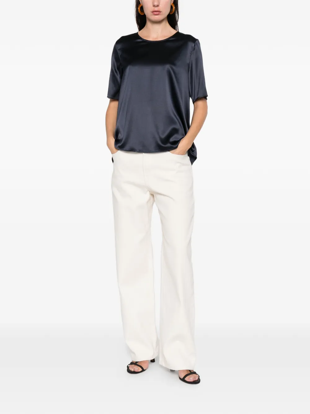 Purotatto Short-sleeve Blouse In Blue