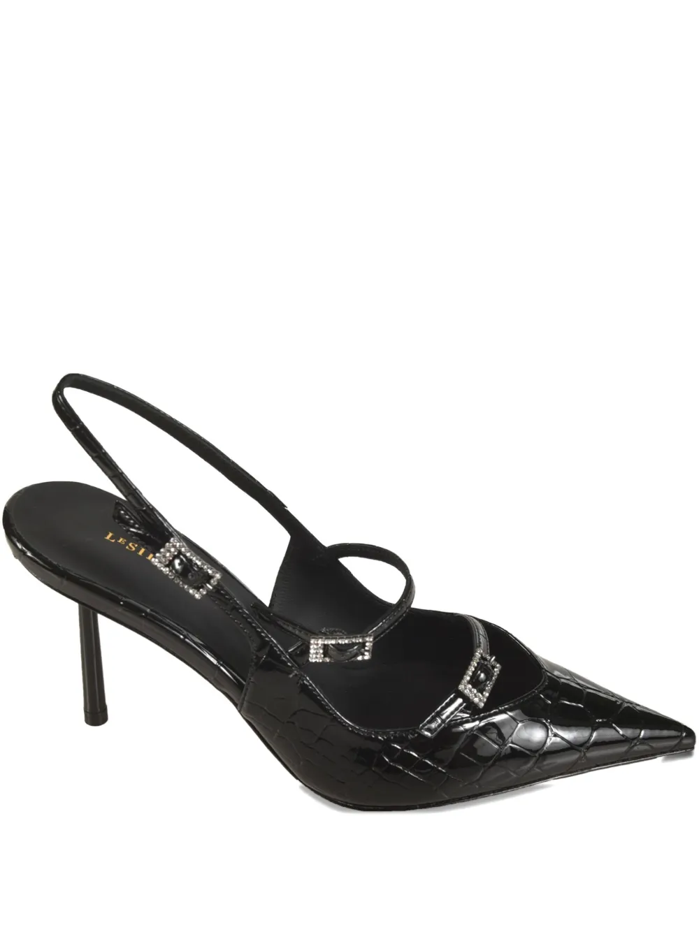 Le Silla crystal-embellished slingback pumps Black