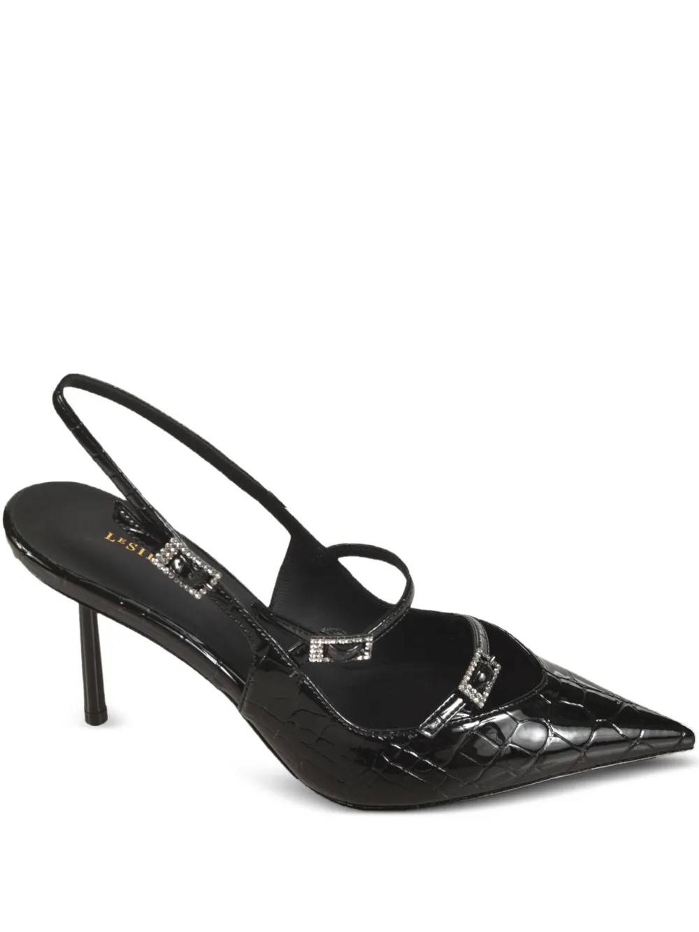Le Silla crystal-embellished slingback pumps Black