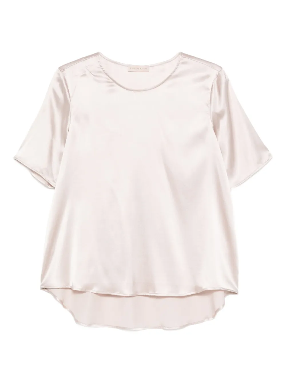 Purotatto Short-sleeve Round-neck Blouse In Neutral
