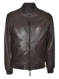 Sword zip-fastening leather jacket - Brown