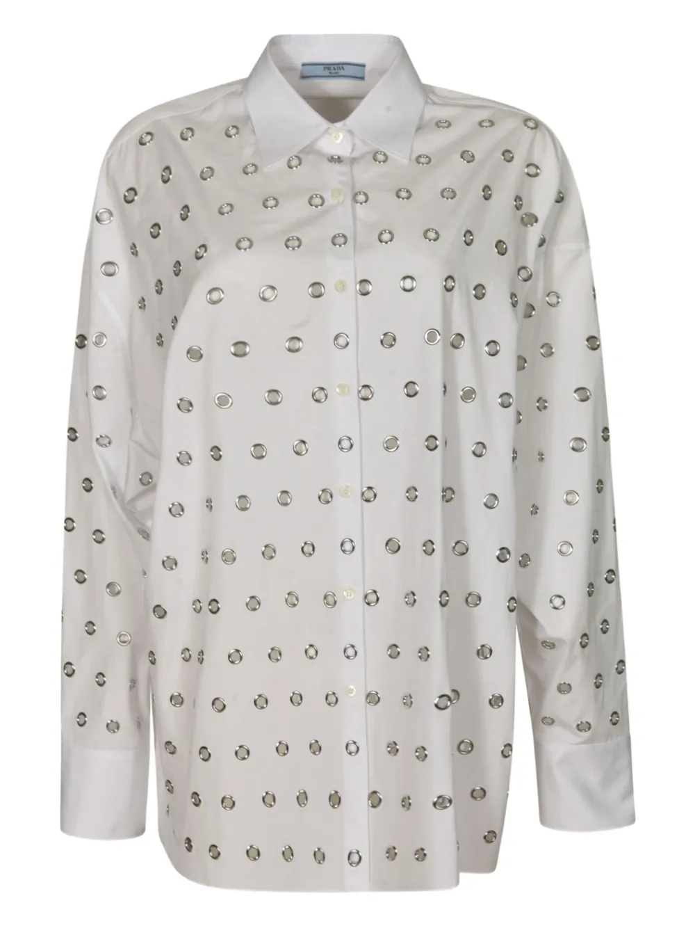 Prada blouse verfraaid met ringlets Wit