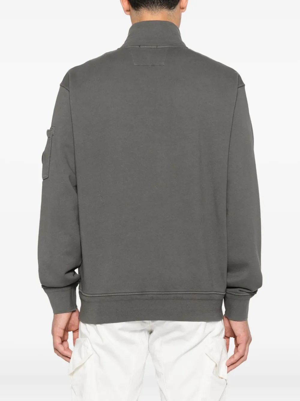 C.P. Company Sweater met halve rits en zak Grijs