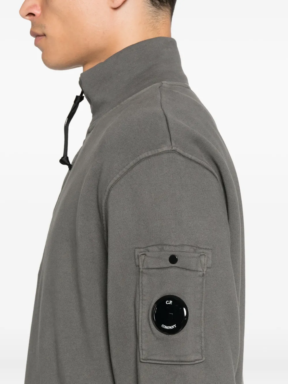 C.P. Company Sweater met halve rits en zak Grijs