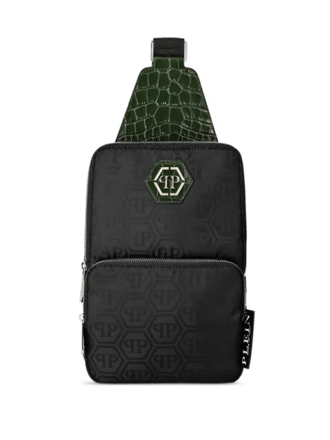 Philipp Plein monogram-pattern crocodile-effect crossbody bag