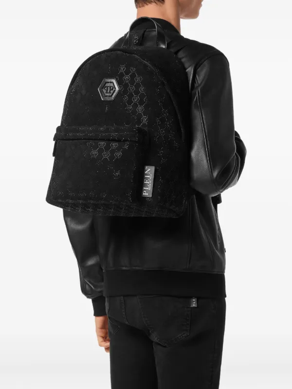 Philipp Plein Leather Backpack Monogram Strass | Black | FARFETCH PH