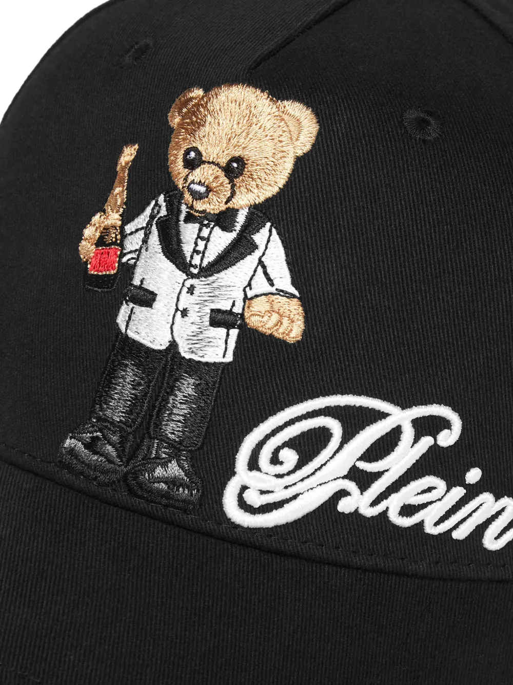 Philipp Plein Bear-embroidered Baseball Cap In Black