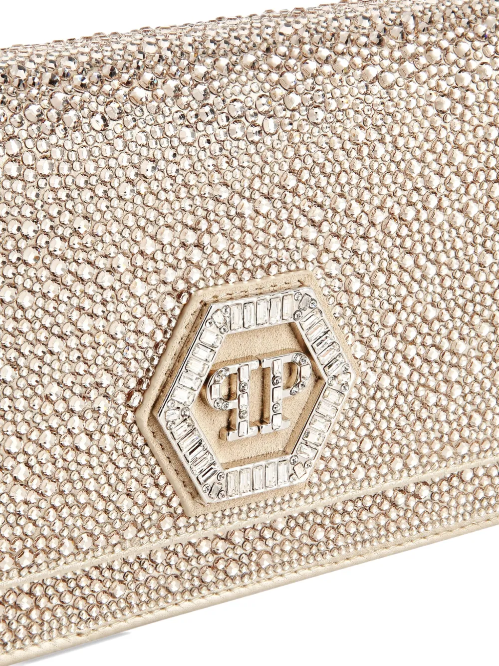 Philipp Plein Hexagon tas met stras Beige