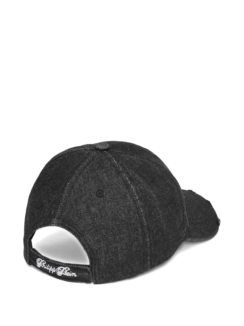 Philipp Plein Bear-embroidered Denim Cap In Black