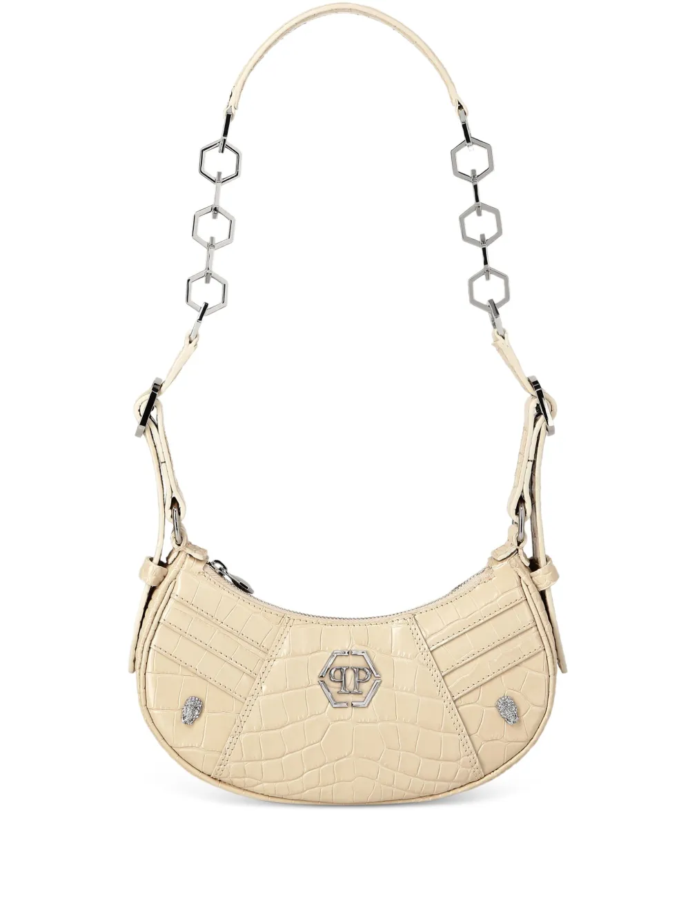 Philipp Plein Crocodile-embossed Shoulder Bag In Neutral