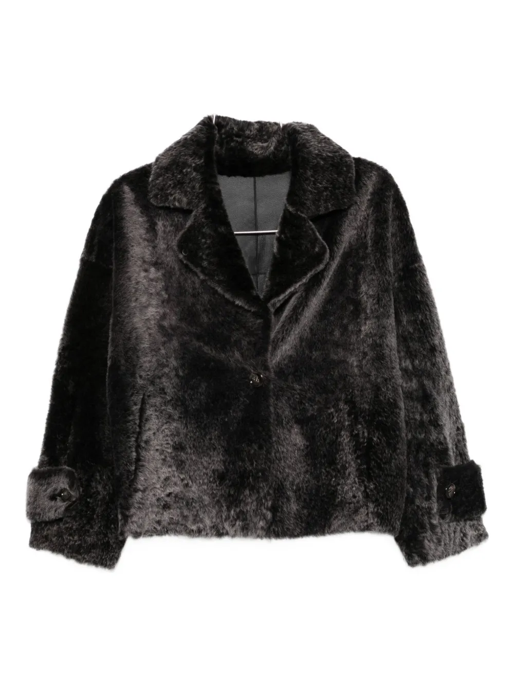 Manzoni 24 Shearling Button Jacket In Black