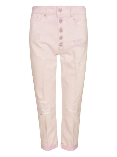 DONDUP distressed buttoned-fly cropped trousers