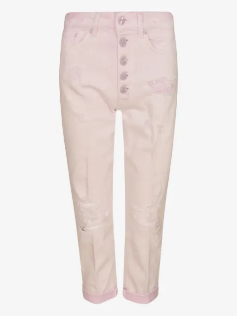 DONDUP distressed buttoned-fly cropped trousers