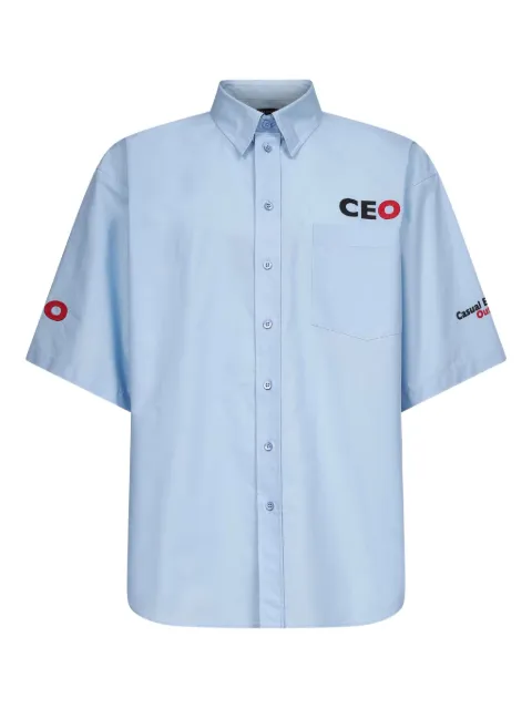 Balenciaga embroidered logo poplin shirt