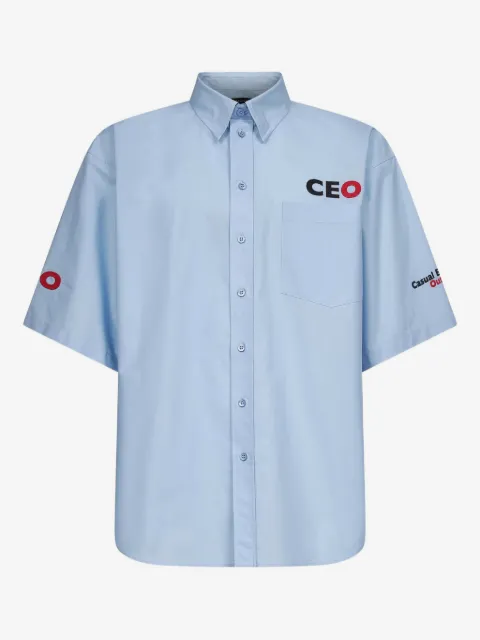 Balenciaga embroidered logo poplin shirt