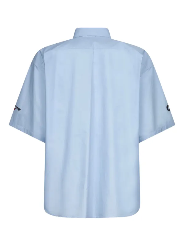 正規 BALENCIAGA バレンシアガ ロゴ ポプリンシャツ Balenciaga ロゴ ポプリンシャツ | ブルー | FARFETCH JP