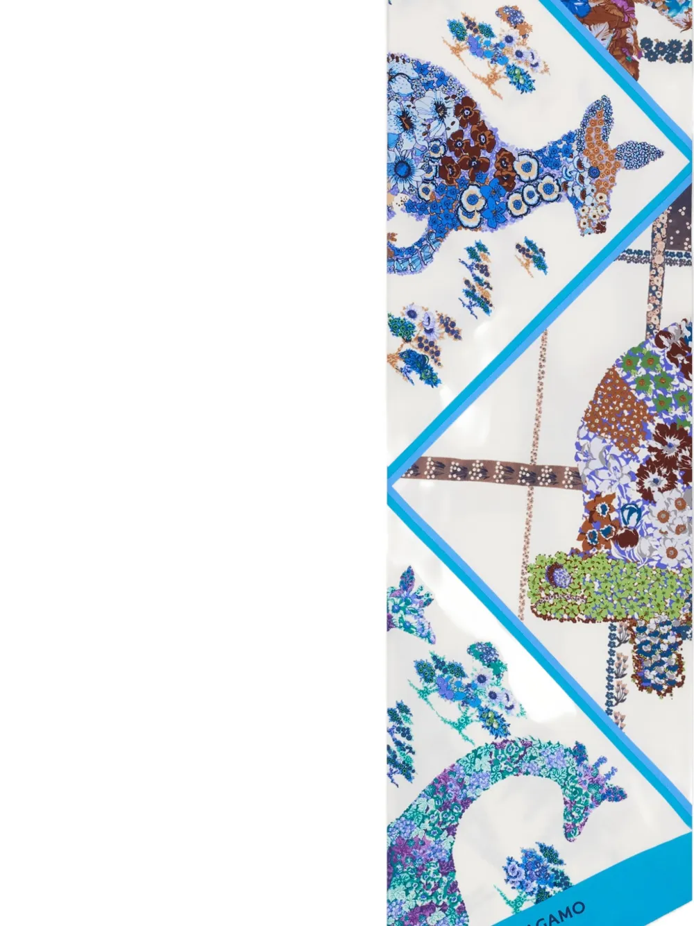 Ferragamo floral silk scarf - Blauw