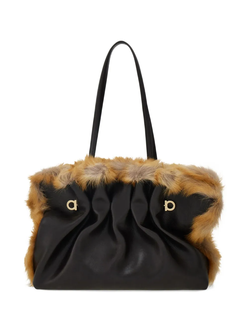 Ferragamo medium Soft calfskin-trimmed shoulder bag - Bruin