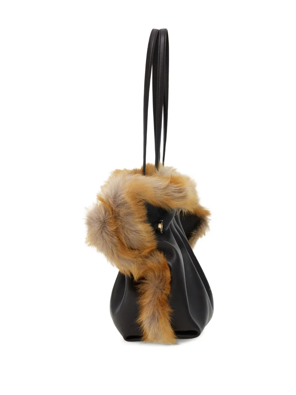 Ferragamo medium Soft calfskin-trimmed shoulder bag Bruin