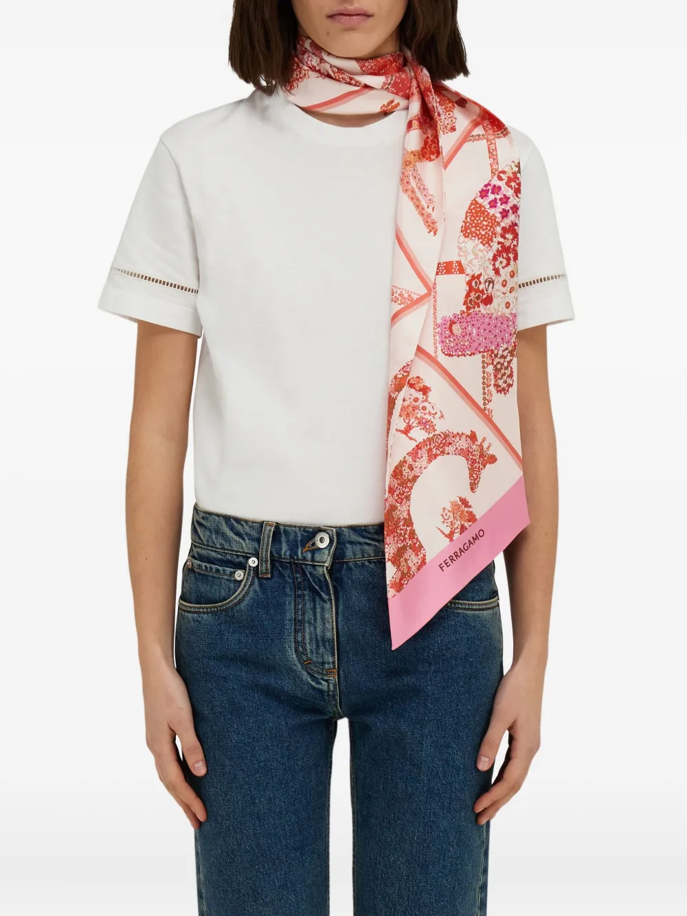 Ferragamo Zijden sjaal - Roze