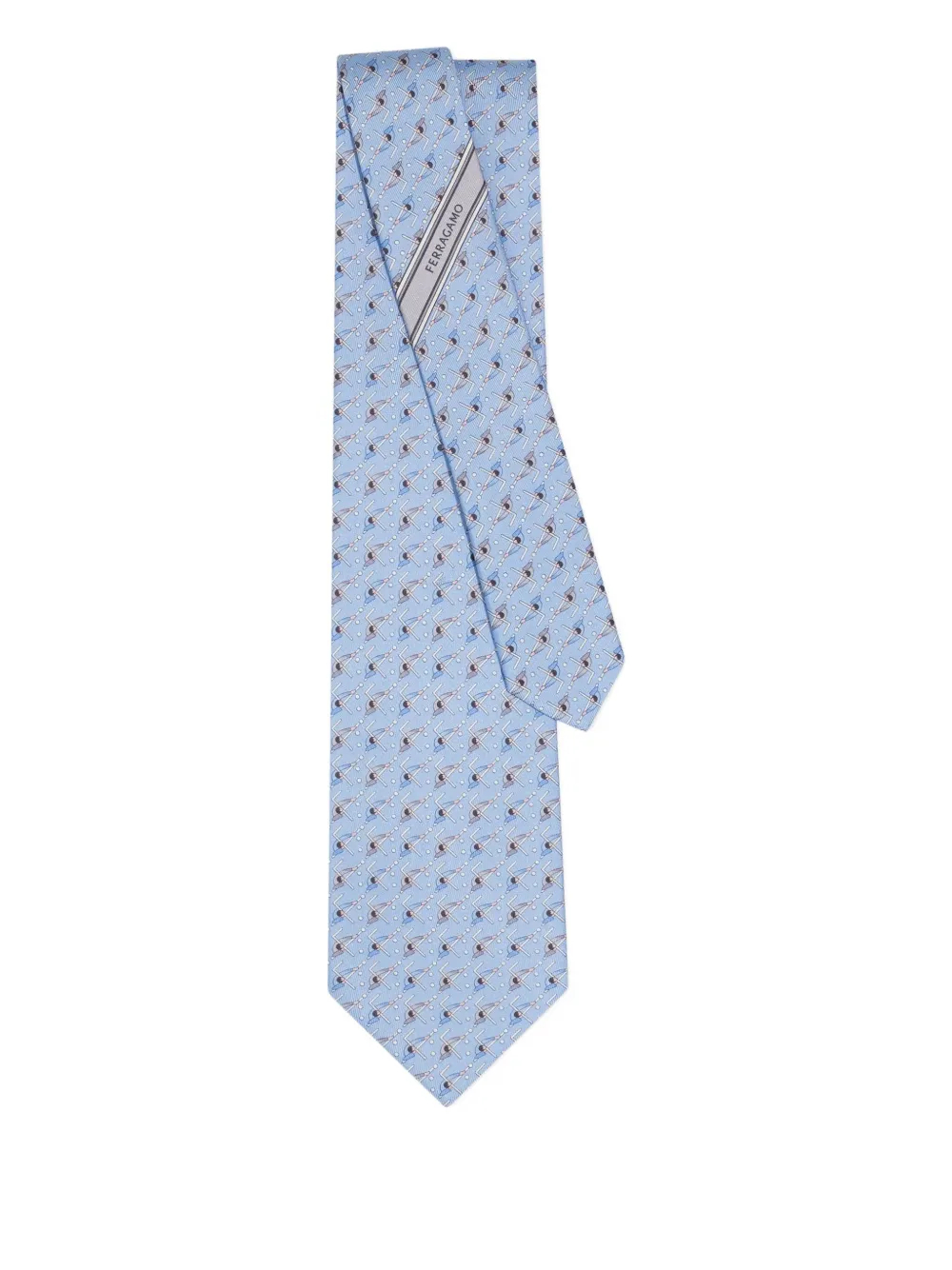 Ferragamo billiard-print silk tie Blauw