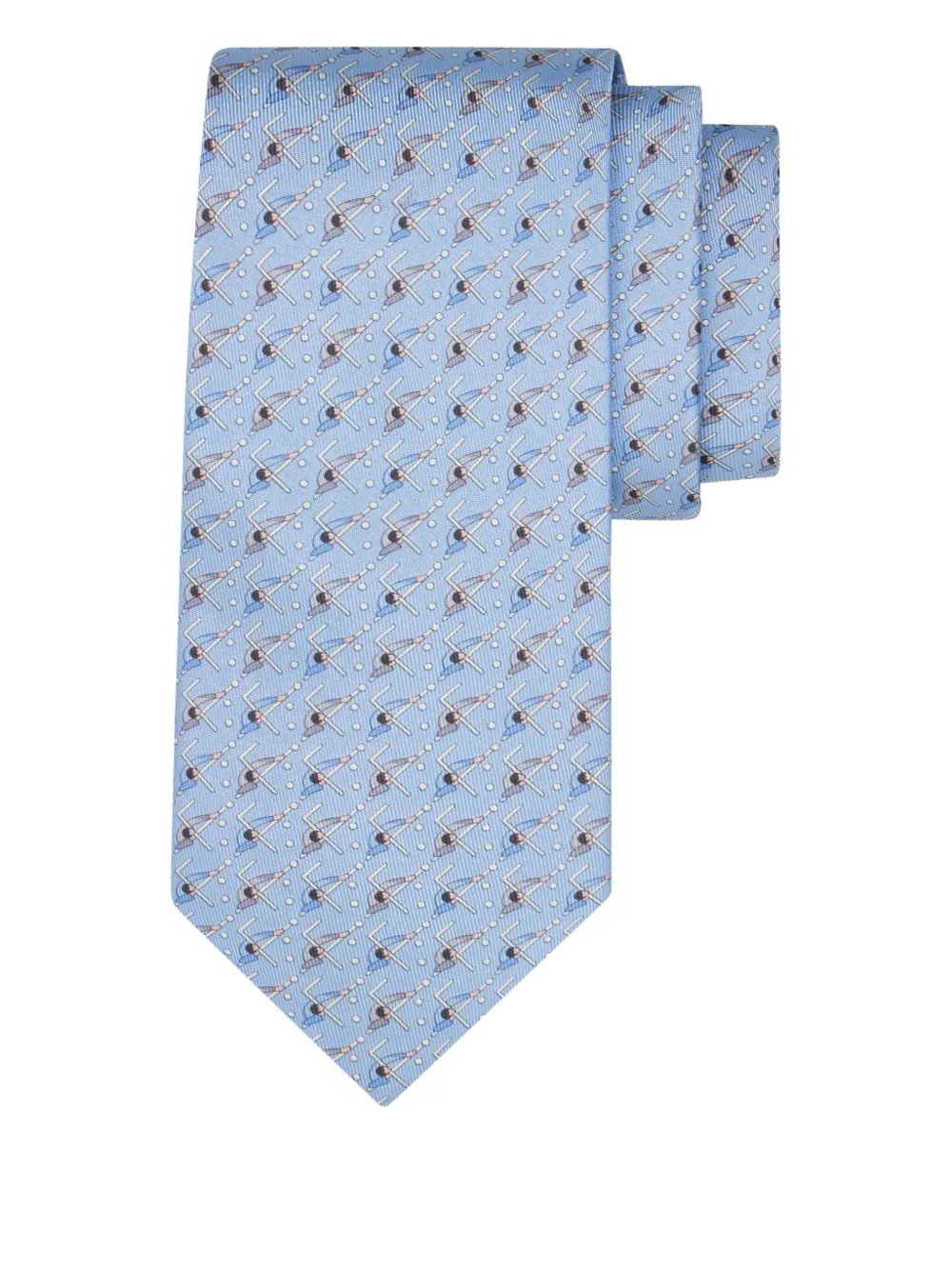Ferragamo billiard-print silk tie Blauw