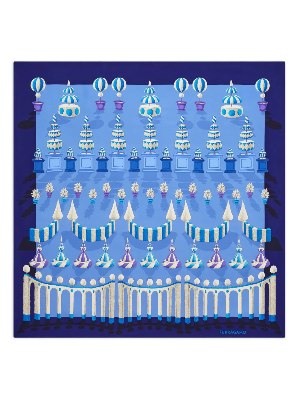 Ferragamo Zijden sjaal Blauw