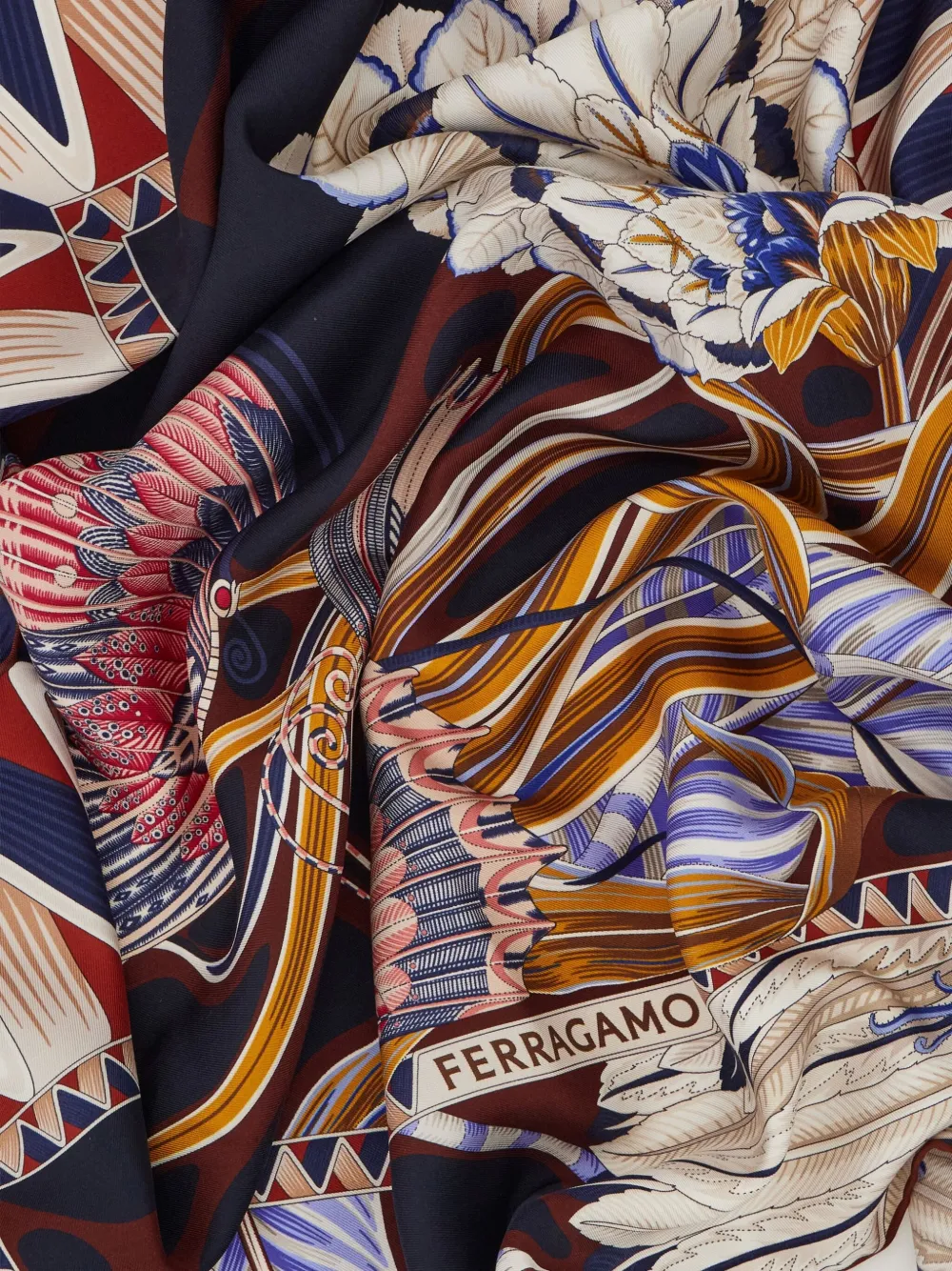 Ferragamo butterfly-print silk scarf - Blauw