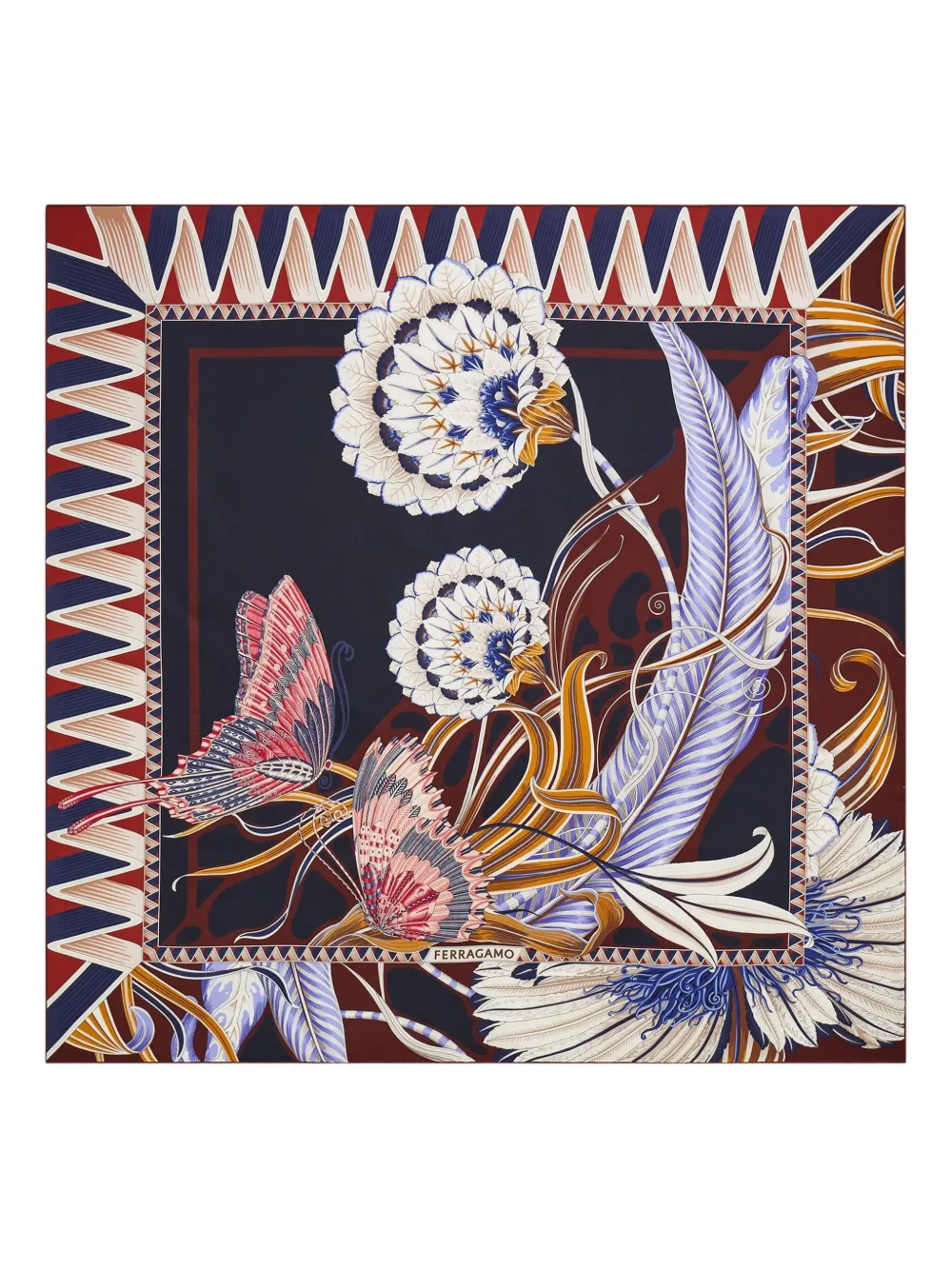 Ferragamo butterfly-print silk scarf - ブルー Ferragamo butterfly-print silk scarf - ブルー