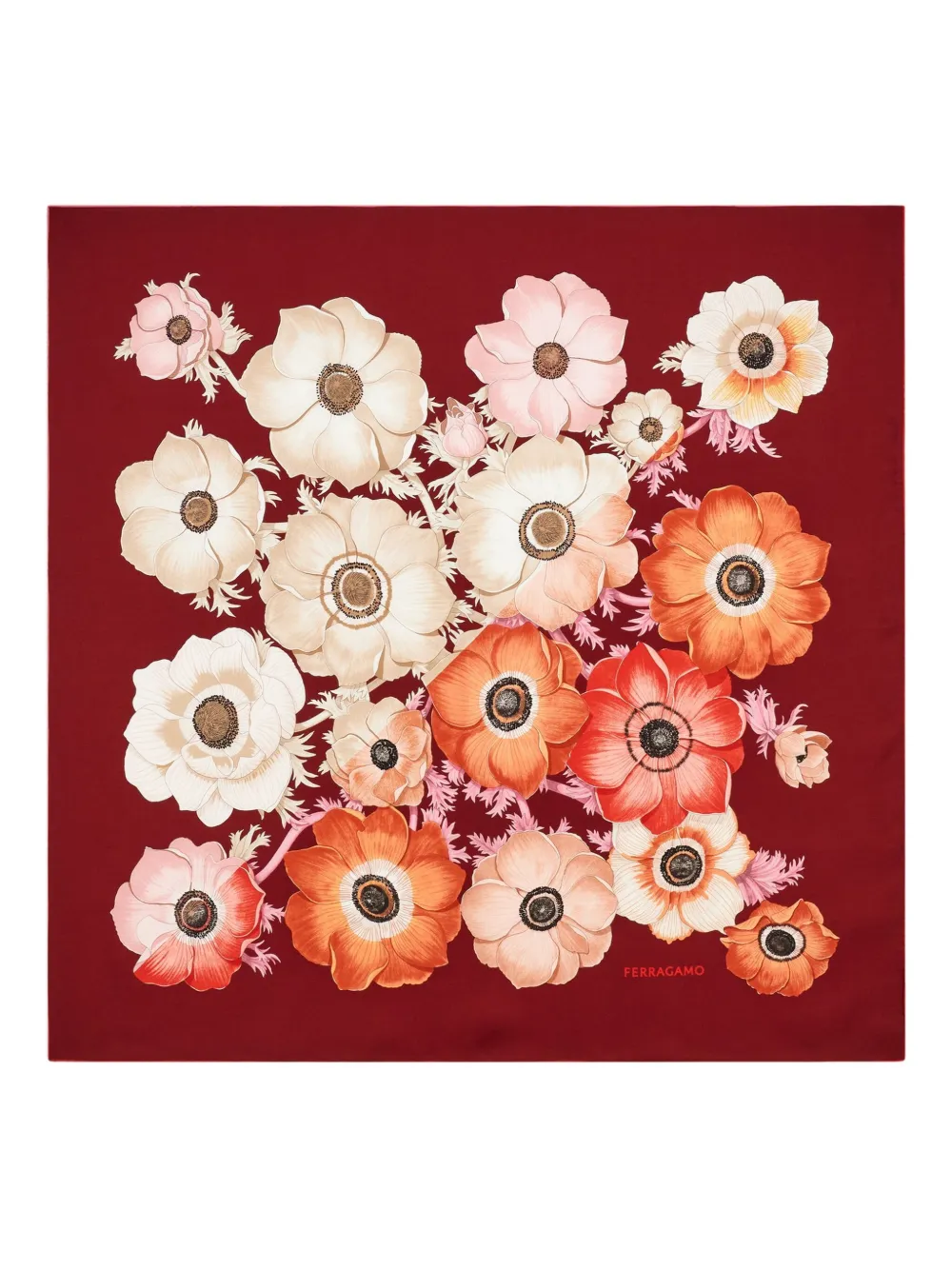 Ferragamo floral-print silk scarf - レッド Ferragamo floral-print silk scarf - レッド